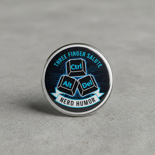 Ctrl Alt Del Nerd Humor Three Finger Salute Pinback 2.25-inch