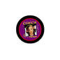 Culture Club pinback badge, 1.25-inch circular black border with purple portrait