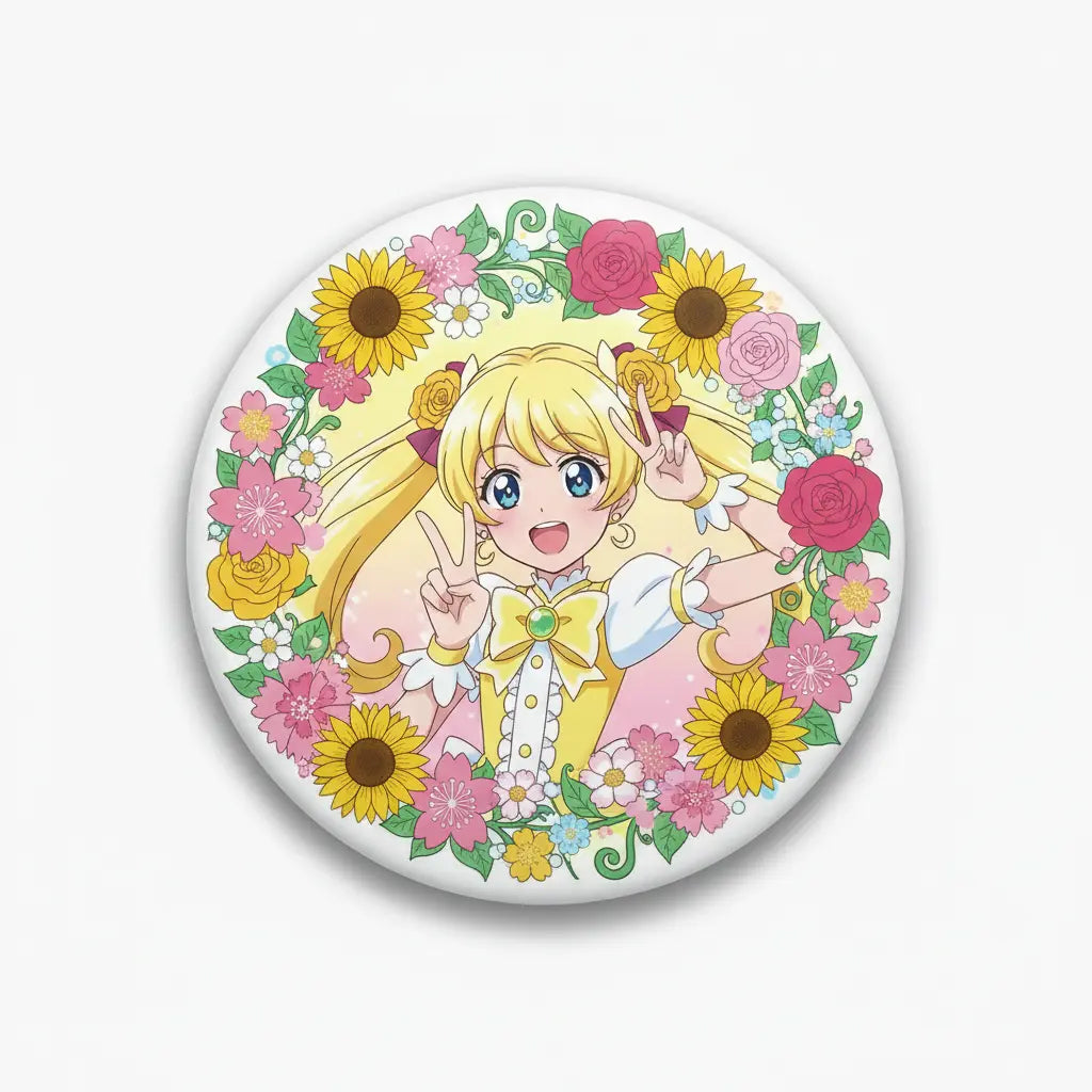Peace Flowers Button Pinback 2.25-inch