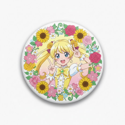 Peace Flowers Button Pinback 2.25-inch