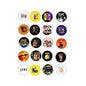 1.25-inch rock band enamel pin set with assorted circular artwork