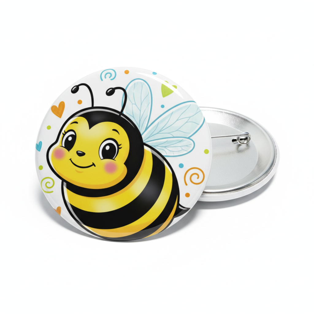 Custom Bee Pin Pinback 2.25-inch