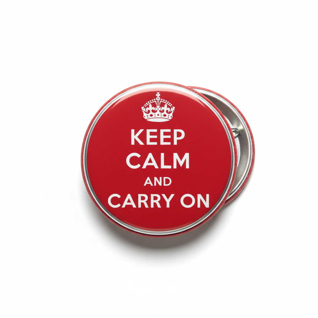 Custom Keep calm large round red pinback s Pinback 2.25-inch