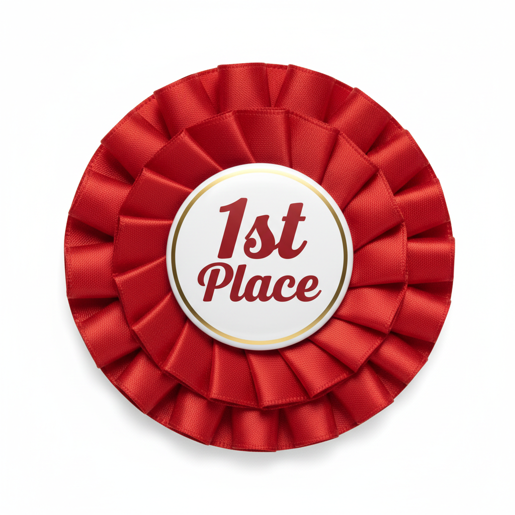 Custom Pin Rosette Red Ribbon