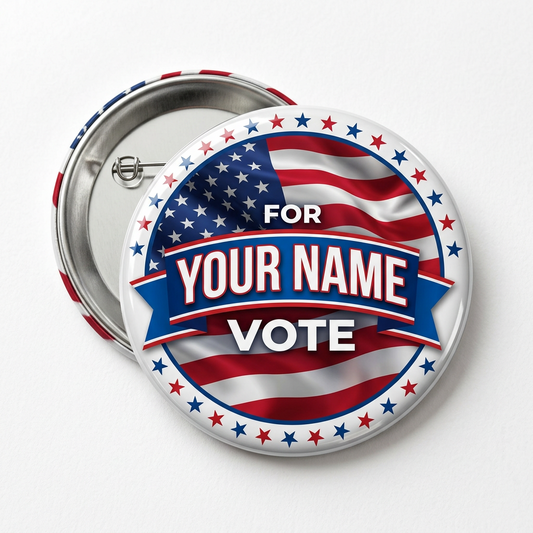 Custom Political Campaign American Flag Template Pin Button 2.25-inch
