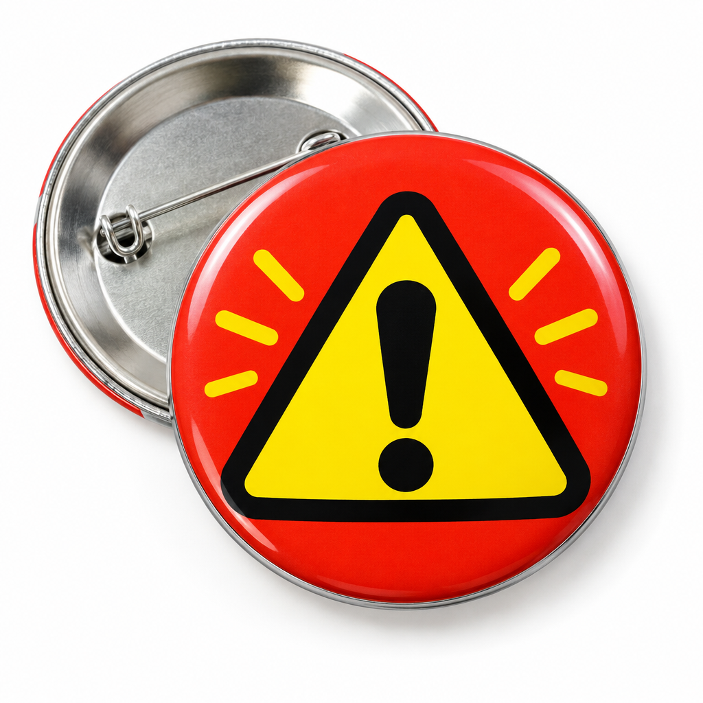 Custom warning Pin Button 2.25-inch