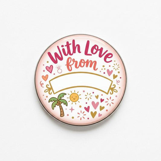 Custom With Love from Destination Bachelorette Pin Button 2.25-inch