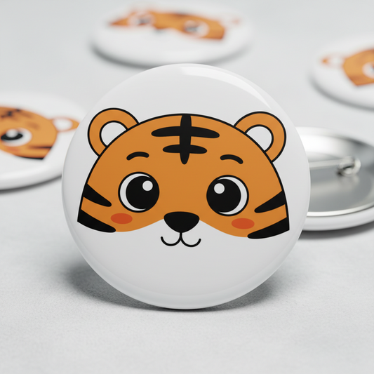 Tiger Cute Animal Face Pinback 2.25-inch