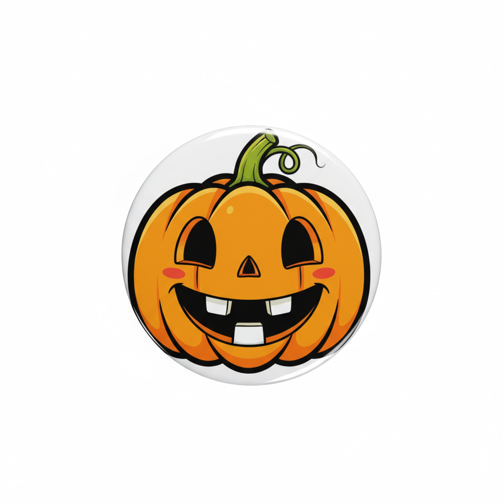 Cute Halloween Pumpkin Toothy Pinback 2.25-inch