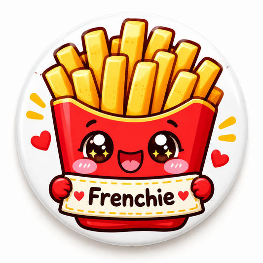 Cute Kawaii French Fries with Custom Name Pin Button 2.25-inch
