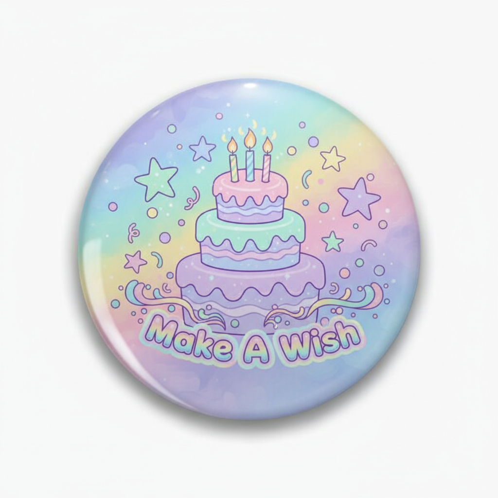 Cute Make-A-Wish Birthday Pinback 2.25-inch
