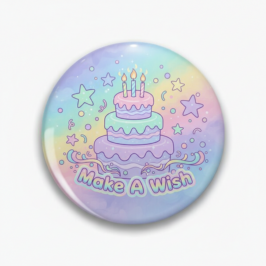 Cute Make-A-Wish Birthday Pinback 2.25-inch mypinbacks.com