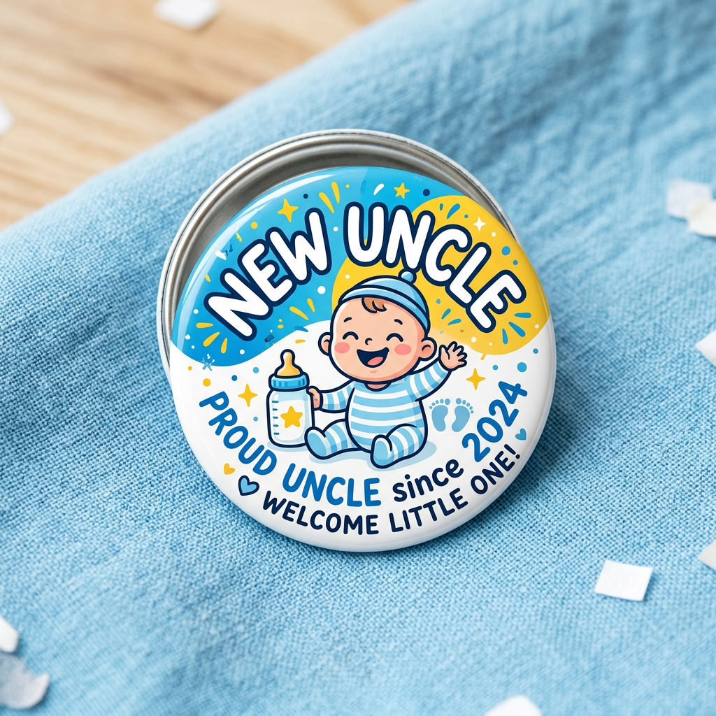 Cute New Uncle Gift Pin Button 2.25-inch