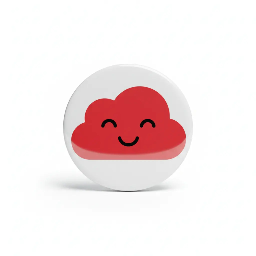 Cute Red Happy Face Cloud Pinback 2.25-inch