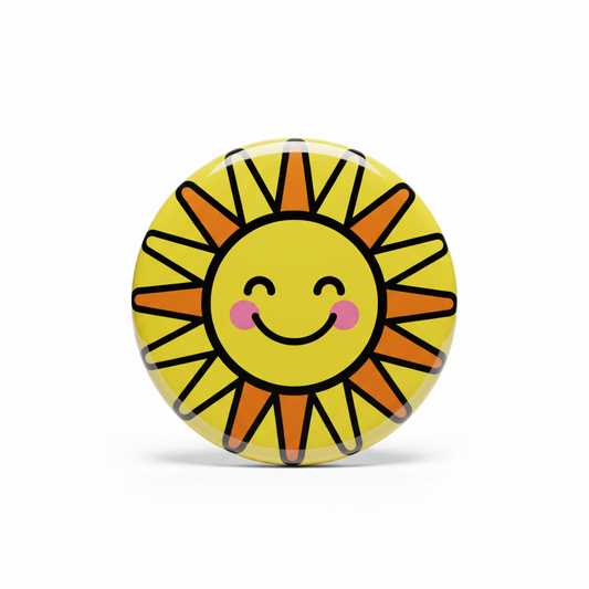 Cute Smiley Sun Pinback 2.25-inch