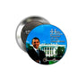 Round pinback button with Obama portrait and text '44th President' on blue background