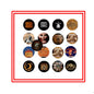 12-piece set of round pinback buttons with spooky occult designs