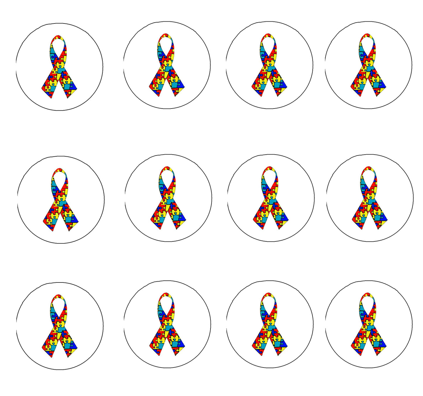 12 Pcs Autism Awareness Ribbon Pinback Button Brooch 1.25"