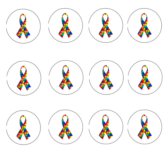 12 Pcs Autism Awareness Ribbon Pinback Button Brooch 1.25"