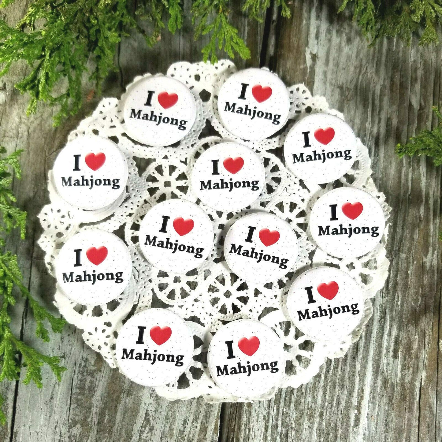 Button Pins 12 New Pkg'd Mahjong Pins 1 1 4 Pinback Buttons * Party Favor USA Mah Jong Pin Badges Default Title