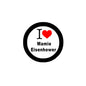 Round pinback badge with black rim, white center, red heart, and 'Mamie Eisenhower' text