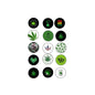Set of round pinback buttons with cannabis leaf and legalize 420 designs