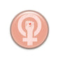 Round pink Girl Power magnet with raised female symbol and small red heart eye