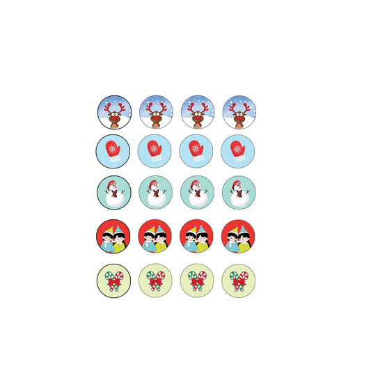 16 Pcs Winter Snowing Holiday set 1.25" for Jackets, Backpacks, etc.