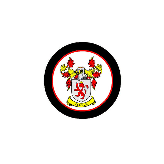 Veulle Family Crest 3" Coat of Arms Round Pinback Badge Brooch Pin Back