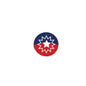 Juneteenth flag button pin with blue top, red bottom, white star center
