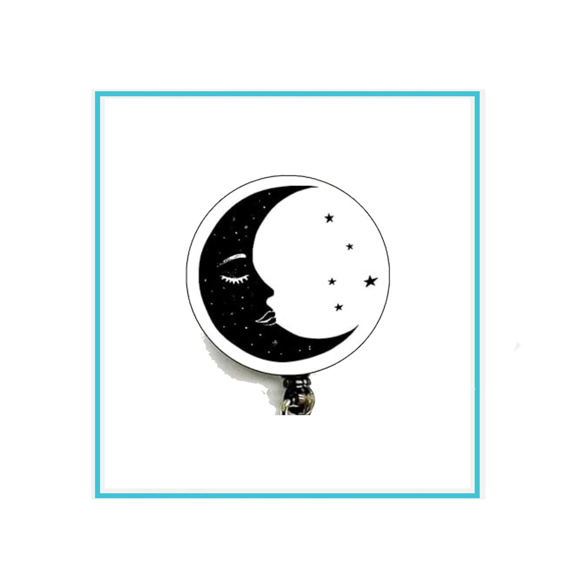Crescent Moon and Star Symbol Badge Reels Cute Felt Retractable Badge Reels 1.45-inch Default Title