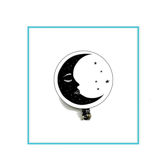 Crescent Moon and Star Symbol Badge Reels Cute Felt Retractable Badge Reels 1.45-inch Default Title