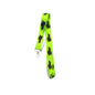 Neon green zombie-themed lanyard keychain holder with metal clip and keyring