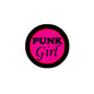 2.25-inch pinback button with pink center and black border, text “PUNK Girl”