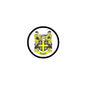 Round Bankes family crest coat of arms magnet with black border, gold and blue shield