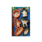 Set of 6 Halloween cookie cutters, orange and silver, pumpkin, ghost, cat, and bat shapes