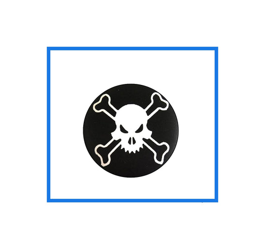 Black + White Head Skull Skeleton Drive Pin Back Badge Button 1.75" 45mm V.02