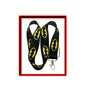 Black and yellow themed lanyard with metal clip and key ring