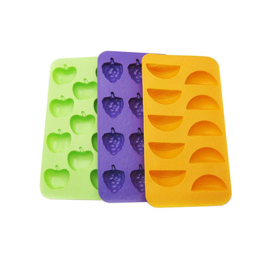 Fruits Ice Tray Silicone for Ice, Jelly, Choacolate or Soap Molds Apple, Orange Grapes