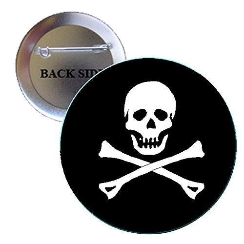 Pirate Flag B&W Pinback Button Brooch 1.25-inch Default Title
