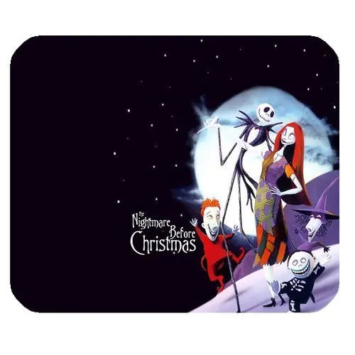 Rectangular black mouse pad with Jack Skeleton holiday illustration