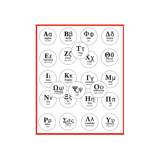 24 Pcs Greek Alphabet Pinbacks 1.25" for Classroom, Conference