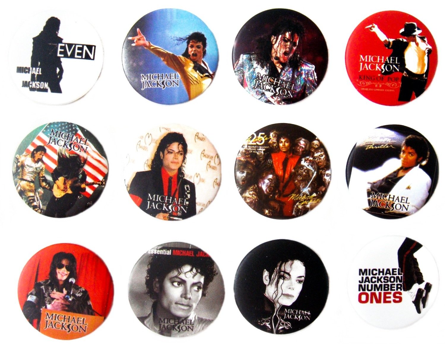 MICHAEL JACKSON MJ (1) Awesome Quality Lot 12 New Pin Pinback Button Badge 1.25-inch Default Title