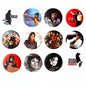 Set of 12 circular pinback button badges with Michael Jackson portrait artwork