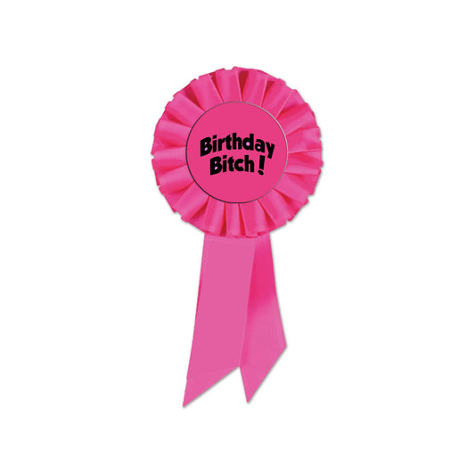 2.25" Birthday BI@#! 3" in a large Rosette Metal Button Pin, Rosette Badge for Girls, Women, Brooch Party Celebration