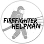 Firefighter Helpman pinback button, 2.25-inch, circular with firefighter silhouette and text
