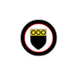 Hogan 3-inch round coat of arms magnet with black shield and red rim