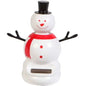 Solar snowman yard decoration with black top hat, red scarf, and solar panel base
