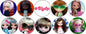 Set of 10 Blythe doll pinback buttons, circular portraits with colorful hair