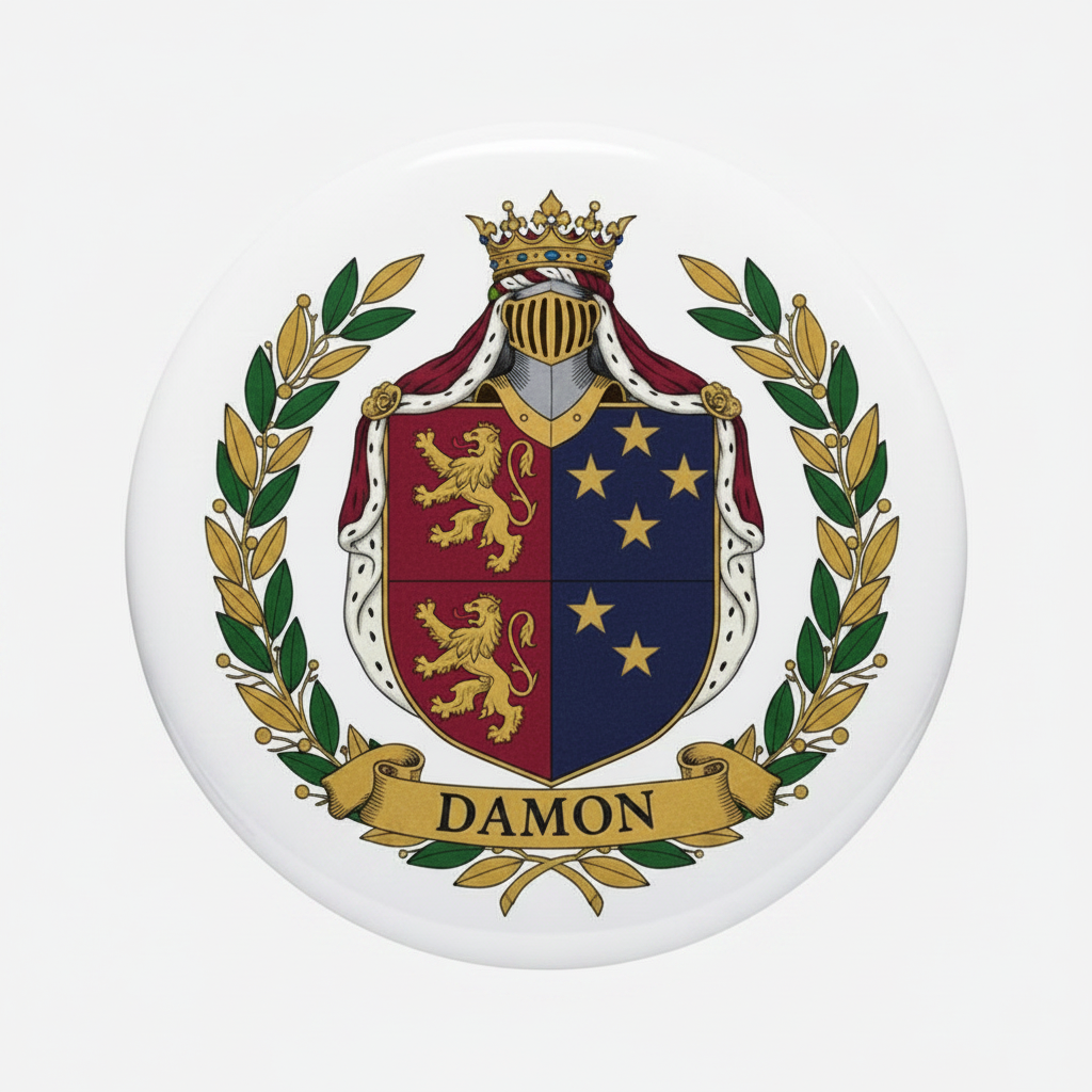 Damon Family Crest Coat of Arms Magnet 3-inch